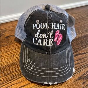 Pool hair don’t care Katydid distressed baseball hat 🧢 new with tags